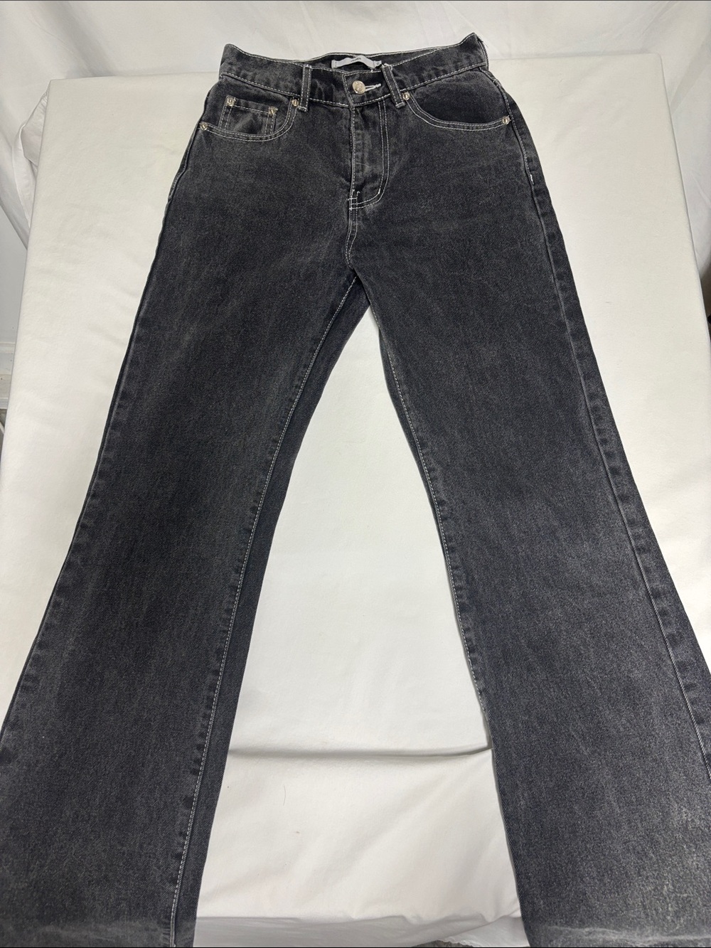 Adika Black Washed High Rise Wide Leg Jeans Peace Love Pockets XS